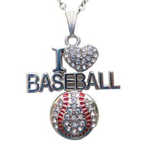 New I Love Baseball Pendant Necklace Stainless Chain Baseball Fan Gift